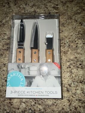 Martha Stewart 3-Piece Kitchen Tools Set - Natural Wood Handles